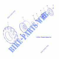 WHEELS, FRONT TIRE AND BRAKE DISC   A14BH33AJ (49ATVWHEELFRT14SP325) for Polaris ACE 325 2014