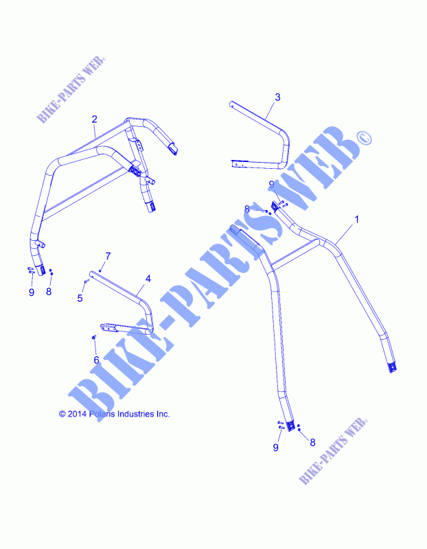 CHASSIS, CAB FRAME AND SIDE BARS   A14BH33AJ (49ATVFRAME14SP325) for Polaris ACE 325 2014