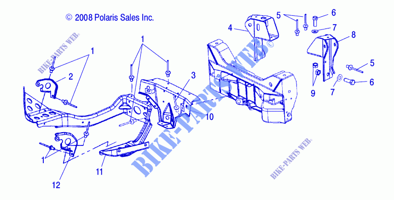 CHASSIS, SHOCK TOWERS AND PAN BRACE   S10NJ5BSA/BSL (49SNOWTOWER09TRAIL) for Polaris DEEP SNOW 2010