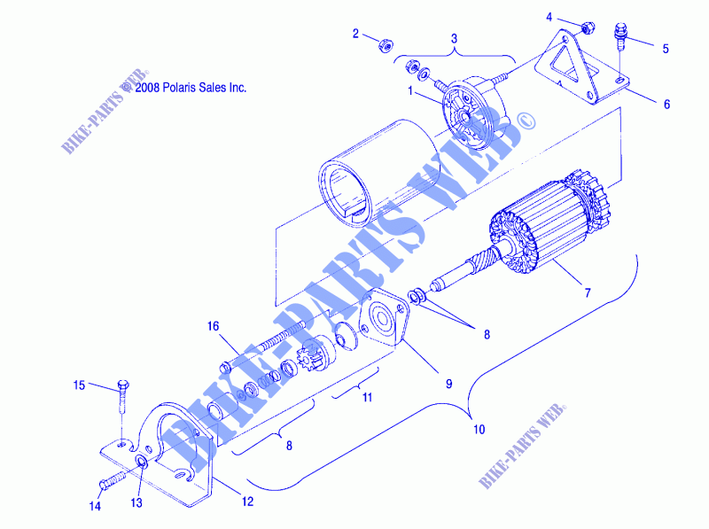 ENGINE, STARTING MOTOR   S10NJ5BSA/BSL (49SNOWSTARTER09TRAIL) for Polaris DEEP SNOW 2010