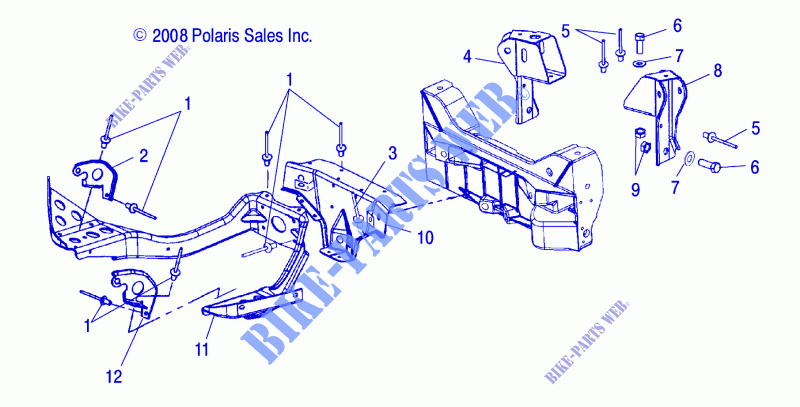 CHASSIS, SHOCK TOWERS AND PAN BRACE   S09NJ5BS/BSF/BSL/BE (49SNOWTOWER09TRAIL) for Polaris DEEP SNOW 2009