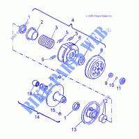 DRIVE TRAIN, SECONDARY CLUTCH   A13KA05AD/AF (49ATVSECONDARY07OTLW90) for Polaris OUTLAW 50 2013