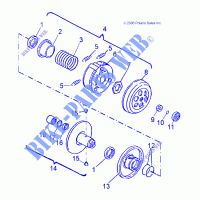 DRIVE TRAIN, SECONDARY CLUTCH   A13KA09AD/AF (49ATVSECONDARY07OTLW90) for Polaris OUTLAW 90 2013