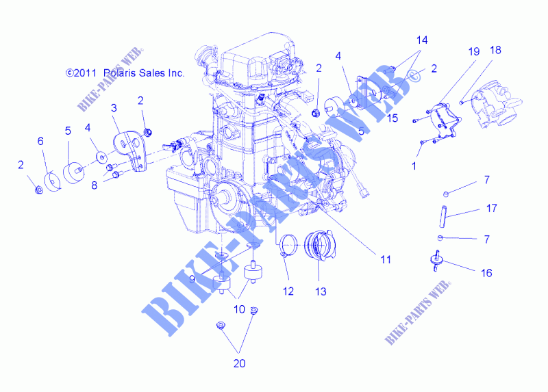 ENGINE, MOUNTING   A13CF76AA (49ATVENGINEMTG136X6) for Polaris SPORTSMAN 800 EFI 6X6 2013