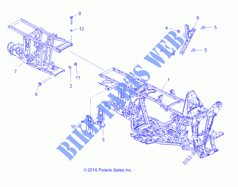 CHASSIS, FRAME   A13CF76FF (49ATVFRAME116X6) for Polaris SPORTSMAN FOREST 800 6X6 2013