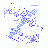 DRIVE TRAIN, SECONDARY CLUTCH   A12KA05AD/AF (49ATVSECONDARY07OTLW90) for Polaris OUTLAW 50 2012