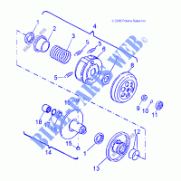 DRIVE TRAIN, SECONDARY CLUTCH   A12KA09AD/AF (49ATVSECONDARY07OTLW90) for Polaris OUTLAW 90 2012