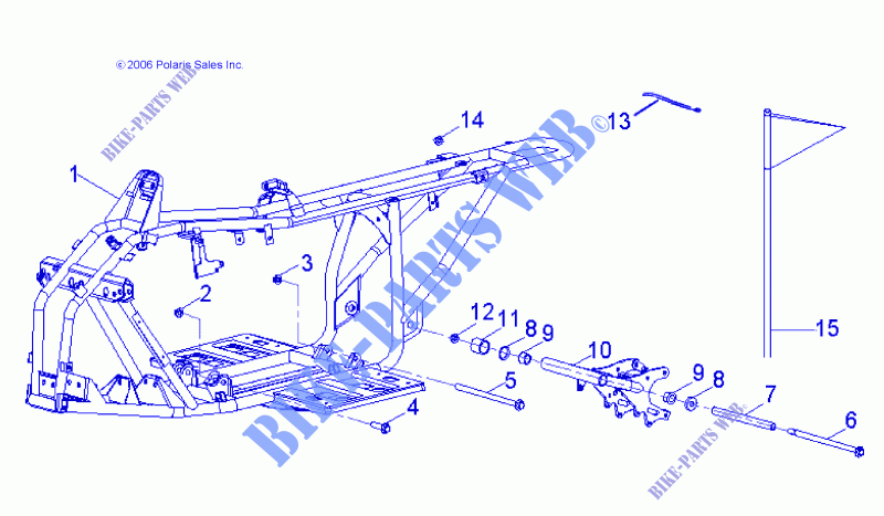 CHASSIS, FRAME   A12KA09AD/AF (49ATVFRAME08OUT90) for Polaris OUTLAW 90 2012