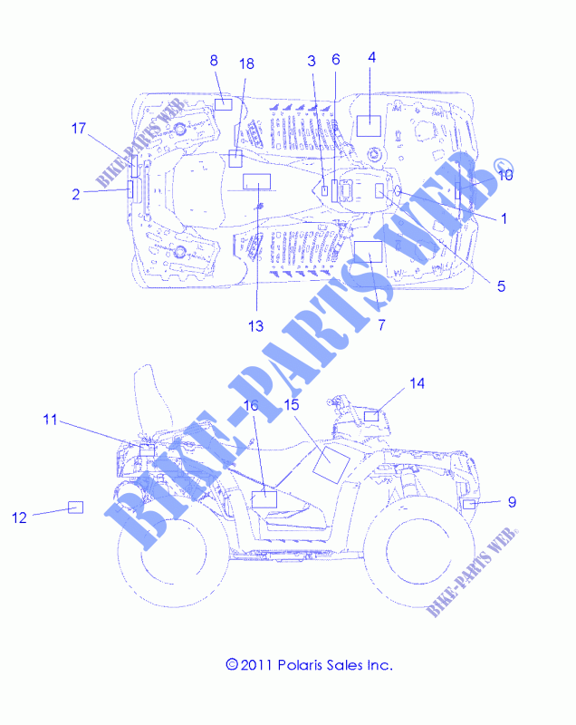 DECALS   A12DN5EAF/EAR (49ATVDECALSS12SPTRGEPS) for Polaris SPORTSMAN TOURING EPS 550 2012
