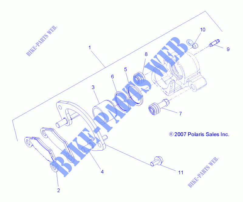 REAR BRAKE CALIPER   A12DN5EAF/EAR (49ATVBRAKERR09Q60) for Polaris SPORTSMAN TOURING EPS 550 2012
