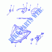 ELECTRICAL, HEADLIGHT AND TAILLIGHT   A18YAP20A8/N8 (49ATVHEADLIGHT08PHX) for Polaris PHOENIX 200 2018