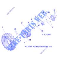 WHEELS, FRONT TIRE AND BRAKE DISC   A18SEA57B1/7/9/L2/L5/L7/E57B1/7/9/F57B8  for Polaris SPORTSMAN 570 EFI EPS 2018