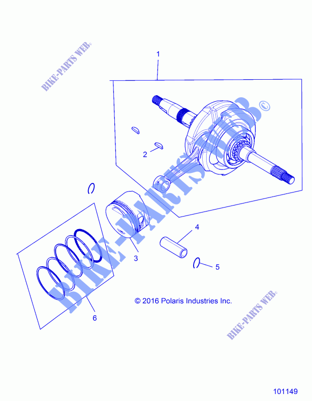 ENGINE, CRANKSHAFT, CONNECTING ROD AND PISTON   A17HAA15N7  for Polaris ACE 150 MD  2017