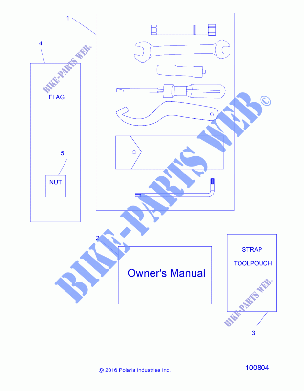 REFERENCES, TOOL KIT AND OWNERS MANUAL   A17HAA15N7 (100804) for Polaris ACE 150 MD  2017
