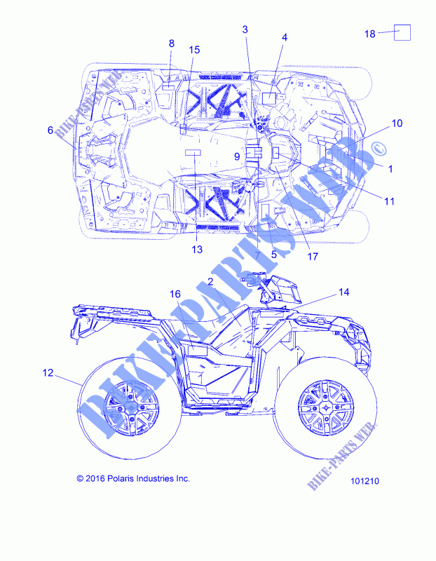 DECALS   A17SXS95CL (101210) for Polaris SPORTSMAN XP 1000 TRACTOR 2017