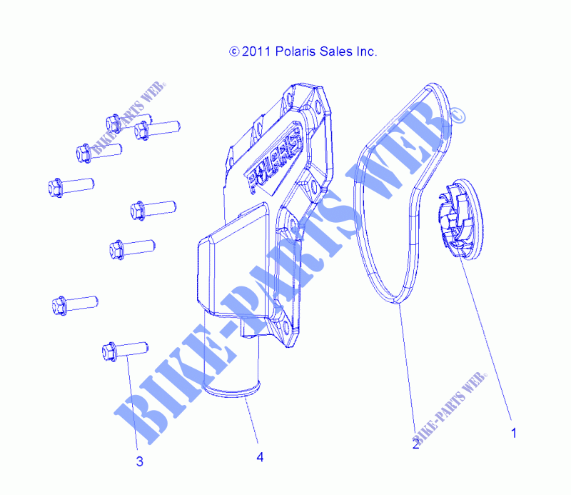 ENGINE, WATERPUMP IMPELLER AND COVER   A16DAH57A1 (49RGRWATERPUMP12RZR570) for Polaris ACE 570 EFI HD 2016