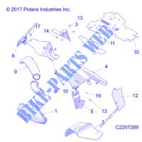 BODY PANELS / HEAT SHIELDS   A 17 01 D/E APPLIES TO 2015 2016 SPORTSMAN 1000 1 UP MODELS AFTER SAFETY RECALL A 17 01 D/E HAS BEEN COMPLETED WHERE APPLICABLE.  (C2207269) for Polaris SPORTSMAN 1000 MD 2016