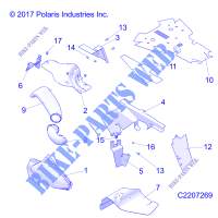 BODY PANELS / HEAT SHIELDS   A 17 01 D/E APPLIES TO 2015 2016 SPORTSMAN 1000 1 UP MODELS AFTER SAFETY RECALL A 17 01 D/E HAS BEEN COMPLETED WHERE APPLICABLE.  (C2207269) for Polaris SPORTSMAN XP 1000 2016