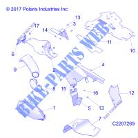 BODY PANELS / HEAT SHIELDS   A 17 01 D/E APPLIES TO 2015 2016 SPORTSMAN 1000 1 UP MODELS AFTER SAFETY RECALL A 17 01 D/E HAS BEEN COMPLETED WHERE APPLICABLE.  (C2207269) for Polaris SPORTSMAN 1000 XP ZUG 2016