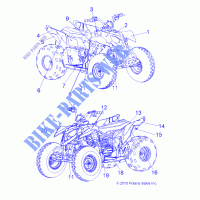 DECALS   A11KA09AB/AD (49ATVDECALSS09OUT90) for Polaris OUTLAW 90 2011