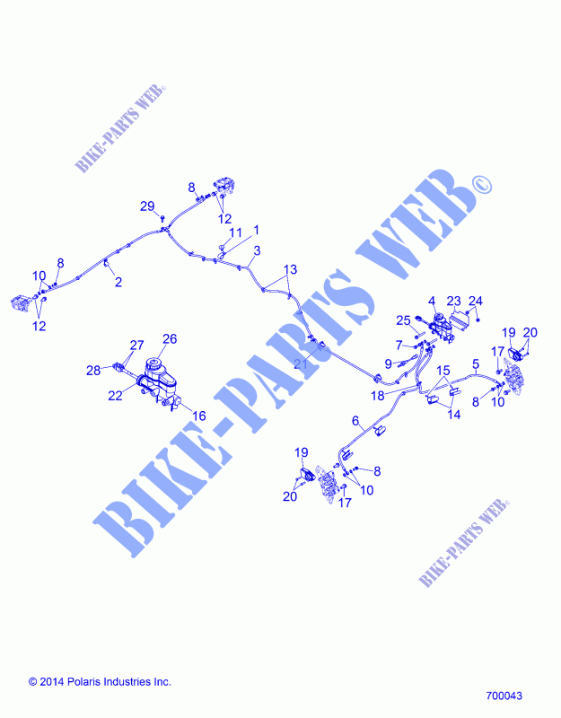 BRAKES, BRAKE LINES AND MASTER CYLINDER   D18B3/4PD1AJ (49BRUTUSBRAKELINE15) for Polaris BRUTUS HD PTO DELUXE DIESEL 2018
