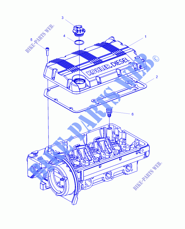 ENGINE, ROCKER ARMS COVER AND OIL FILLER   D18B3/4PD1AJ (49BRUTUSROCKERCVR15DSL) for Polaris BRUTUS HD PTO DELUXE DIESEL 2018