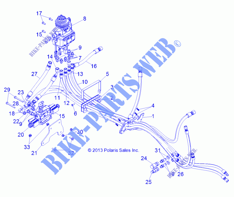 HYDRAULICS ROUTING   D18B3/4PD1AJ (49BRUTUSHYDROUTE13LM) for Polaris BRUTUS HD PTO DELUXE DIESEL 2018