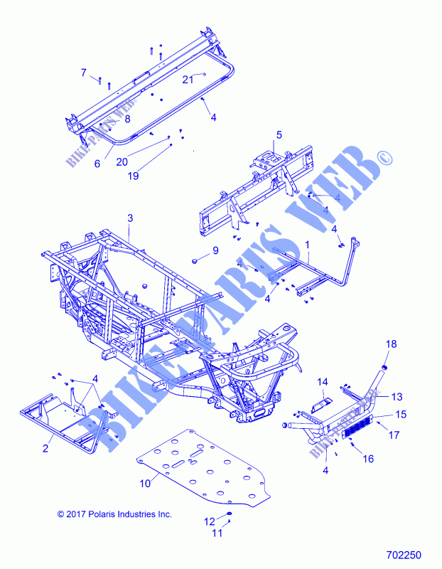 CHASSIS, FRAME AND FRONT BUMPER   R18RMA50B4/B1 (702250) for Polaris RANGER 500 HDPE 2018