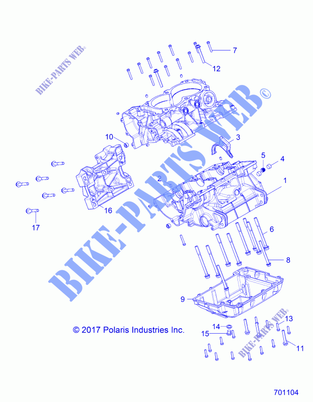 CRANKCASE   R17RVE99NY (701104) for Polaris RANGER XP CREW 1000 6P EPS NB/MD 2017