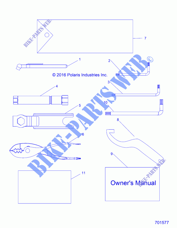 REFERENCES, TOOL KIT AND OWNERS MANUALS   R17RVE99NY (701577) for Polaris RANGER XP CREW 1000 6P EPS NB/MD 2017