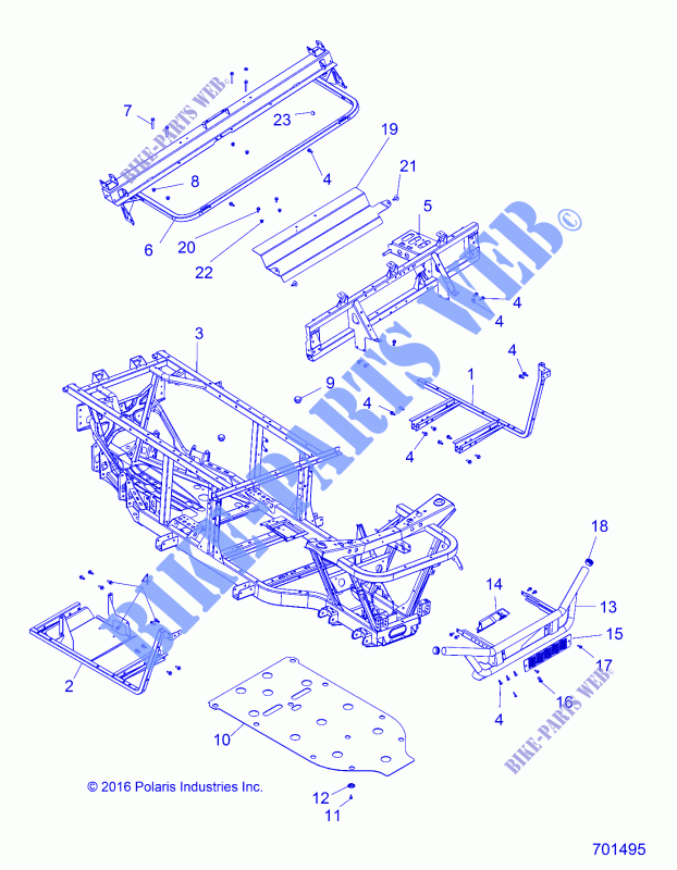 CHASSIS, FRAME AND FRONT BUMPER   R17RMA50A4/A1 (701495) for Polaris RANGER 500 ETX HDPE 2017