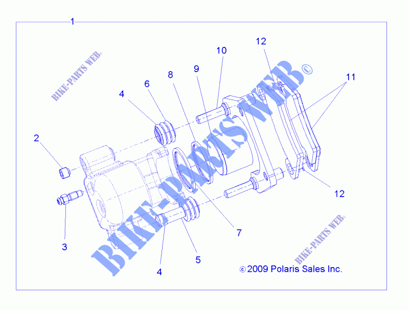 BRAKES, REAR CALIPER   R16RMAE4G8/G9/N8 (49RGRCALIPERRR10EV) for Polaris RANGER EV 2016