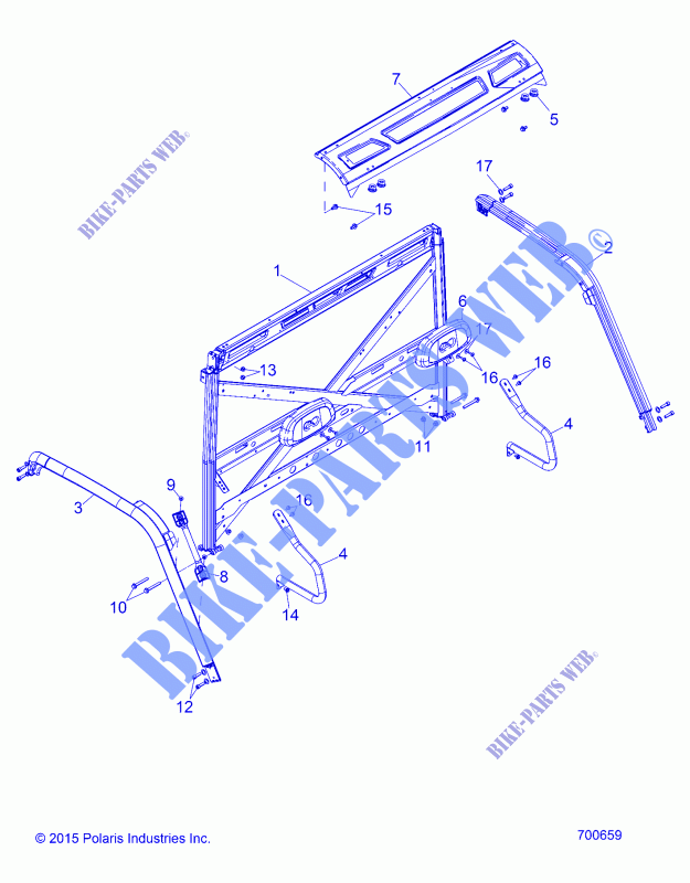 CHASSIS, CAB FRAME   R16B1PD1AA/2P (700659) for Polaris RANGER HST 2016