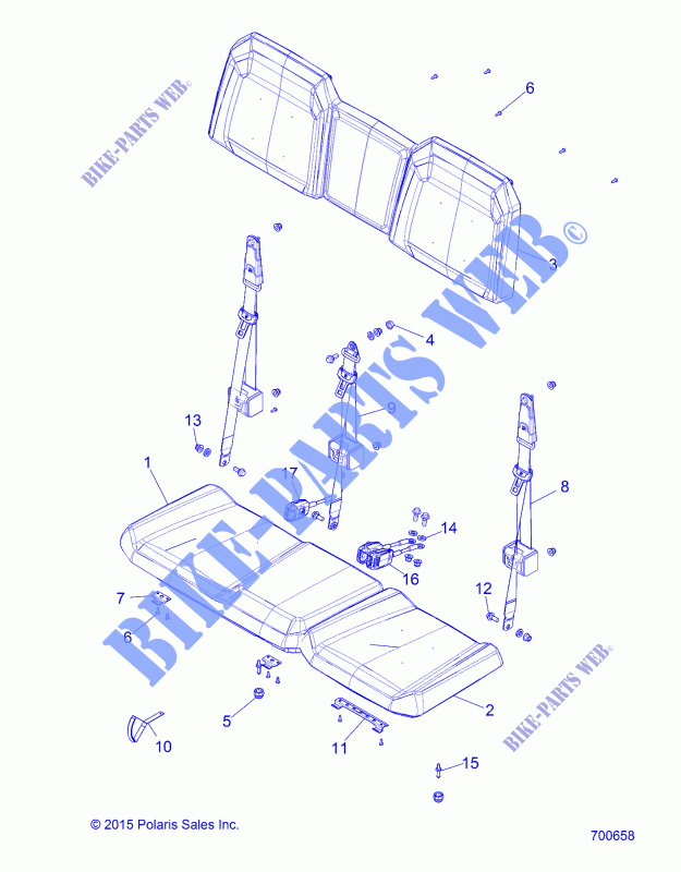 SEAT   R16B1PD1AA/2P (700658) for Polaris RANGER HST 2016