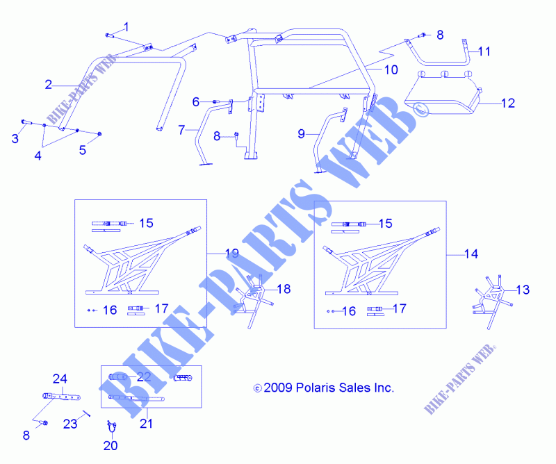 CHASSIS, CAB FRAME AND SIDE NETS   Z17YAV17A2/A5/N2/N5 (49RGRCAB170) for Polaris RZR 170 2017