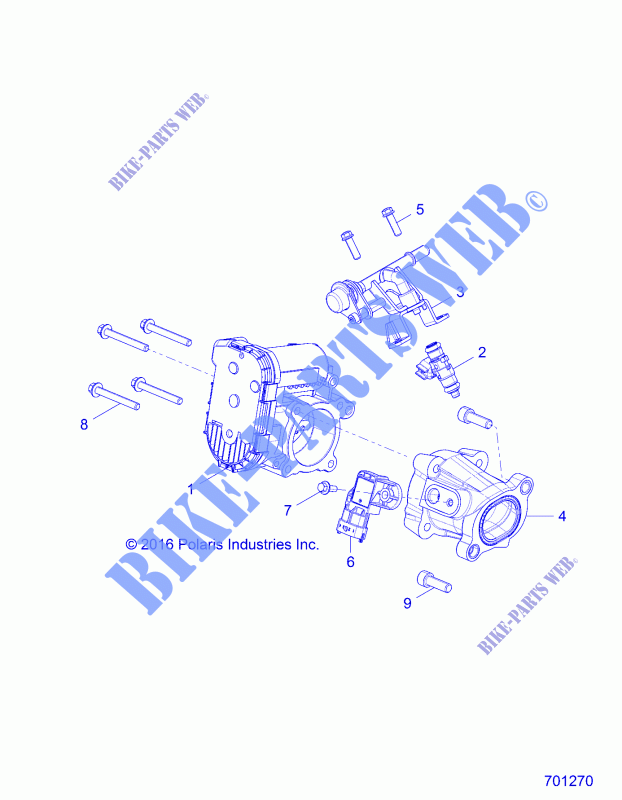ENGINE, THROTTLE BODY AND FUEL RAIL   Z17VJE57AR (701270) for Polaris RZR S 570  2017