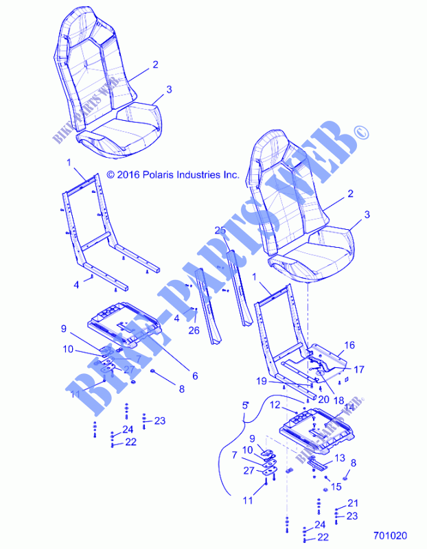 SEAT ASM. AND SLIDER   Z17VFE92AK/AM/AB (701020) for Polaris RZR XP4 TURBO 2017