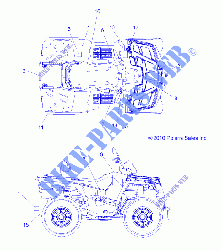 DECALS   A11MN50ET (49ATVDECALSS11SP500TR) for Polaris SPORTSMAN FOREST TRACTOR 500 EFI 2011