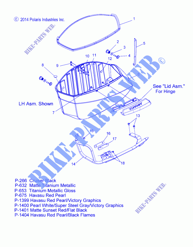 SADDLEBAG ASM., BIN   V15CW/DB/DW/TW36 ALL OPTIONS (49VICSADDLEBAG15CC) for Polaris CROSS COUNTRY TOURING 2015