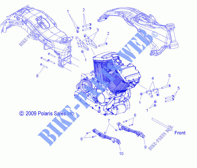 ENGINE, ENGINE MOUNTING   V13BW36/EW36 ALL OPTIONS (49VICENGINEMTG10CC) for Polaris CROSS ROADS - HARD BALL 2013