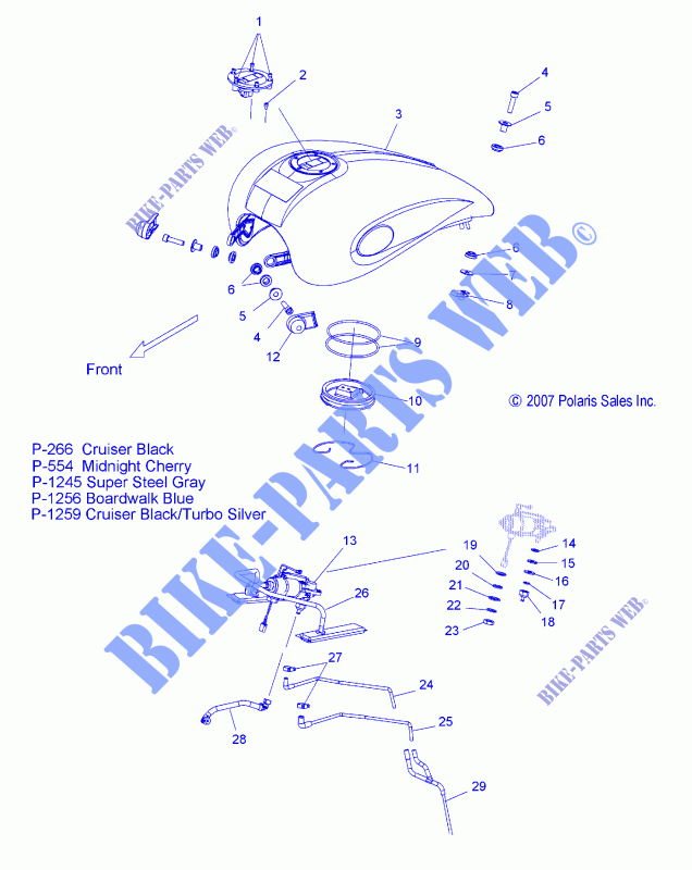 FUEL TANK   V08HB26/HS26 ALL OPTIONS (49VICFUEL08HMR) for Polaris HAMMER 2008