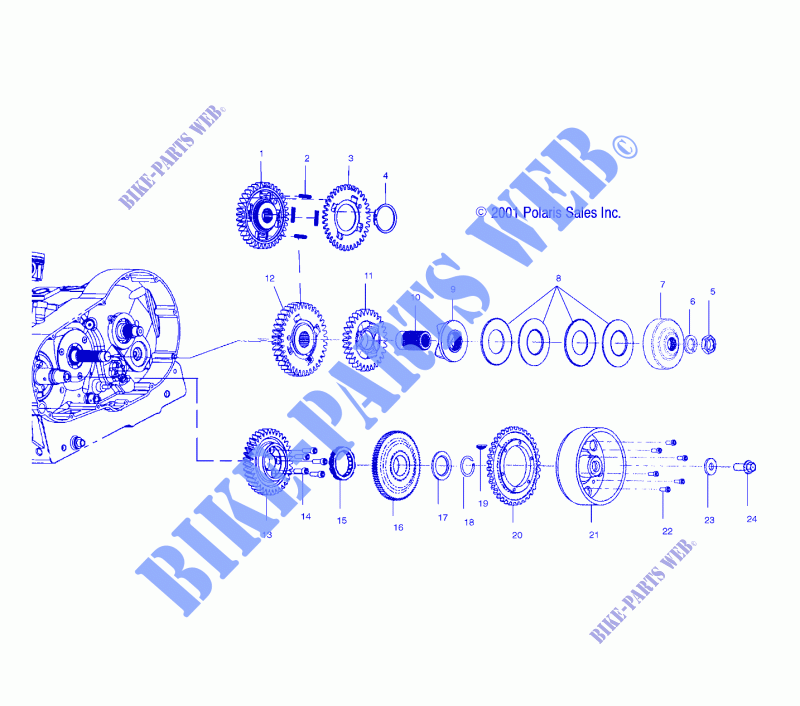 DRIVE TRAIN, PRIMARY DRIVE   V02TD16/ALL OPTIONS (4976327632C13) for Polaris V92C DELUXE CRUISER 2002
