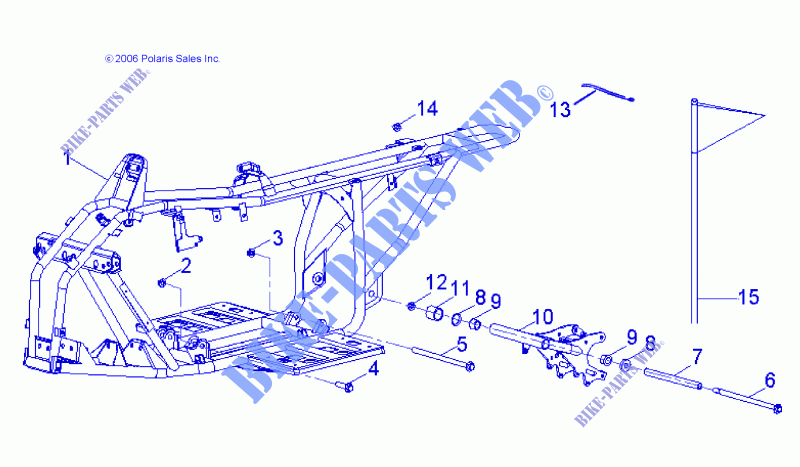 CHASSIS, FRAME   A10KA09AB/AD (49ATVFRAME08OUT90) for Polaris OUTLAW 90 2010