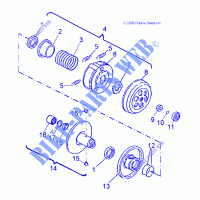 DRIVE TRAIN, SECONDARY CLUTCH   A10FA09AA/AB (49ATVSECONDARY07OTLW90) for Polaris SPORTSMAN 90 2010