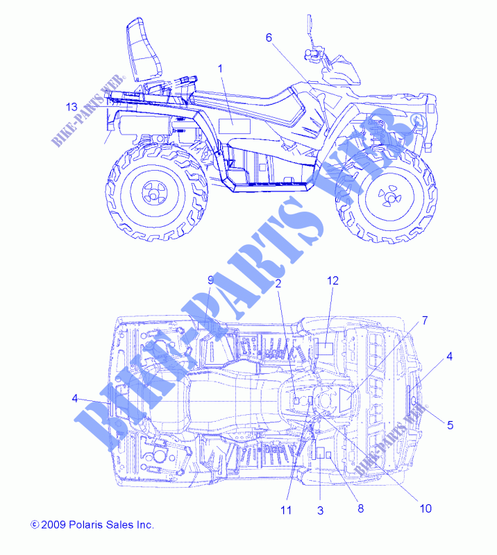 DECALS   A10DH50FX (49ATVDECALSS10SP500TRGI) for Polaris SPORTSMAN TOURING 500 HO INTL 2010