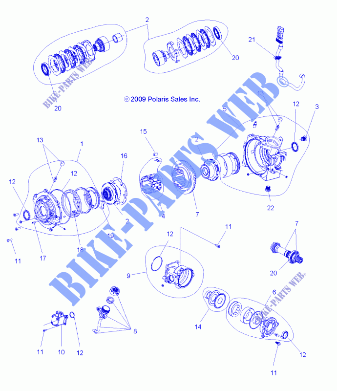 DRIVE TRAIN, FRONT GEARCASE INTERNALS (BUILT 3/05/10 AND BEFORE)   A10ZX85AK/AL/AS/AT/AX (49ATVGEARCASE1332828) for Polaris SPORTSMAN XP EPS 850 2010
