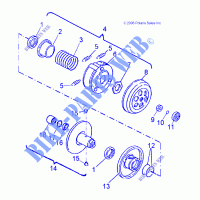 DRIVE TRAIN, SECONDARY CLUTCH   A09FA09AA/AB (49ATVSECONDARY07OTLW90) for Polaris SPORTSMAN 90 2009
