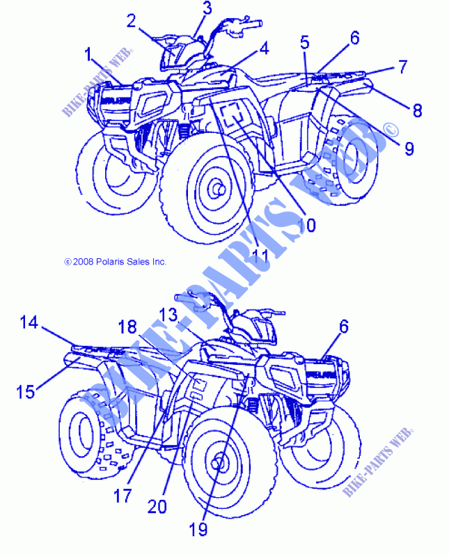 DECALS   A09FA09AA/AB (49ATVDECALSS09SP90) for Polaris SPORTSMAN 90 2009