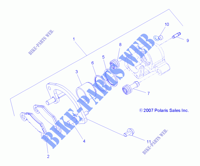 REAR BRAKE CALIPER   A09ZN55AL/AQ/AS/AT/AX (49ATVBRAKERR09Q60) for Polaris SPORTSMAN XP 550 2009