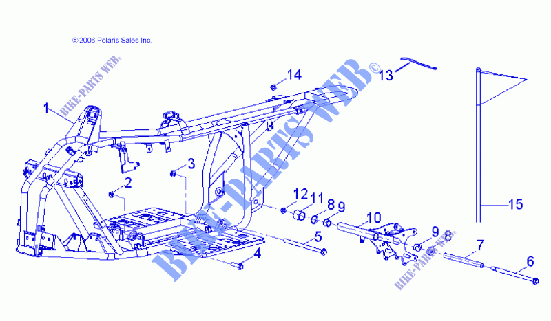 CHASSIS, FRAME   A08KA09AB/AD (49ATVFRAME08OUT90) for Polaris OUTLAW 90 2008